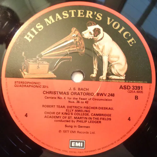 Johann Sebastian Bach - Elly Ameling • Janet Baker • Robert Tear • Dietrich Fischer-Dieskau • The King's College Choir Of Cambridge • The Academy Of St. Martin-in-the-Fields • Philip Ledger - Christmas Oratorio Vinyl LP (3xLP Record, Quadraphonic, Box) - NM/VG+ - Classical33.co.uk