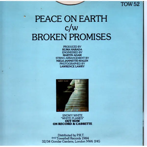Snowy White - Peace On Earth 7 Inch Vinyl Single (7 Inch Record) - NM/VG+ - Classical33.co.uk