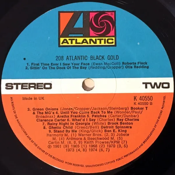 208 Atlantic Black Gold Vinyl LP (LP Record, Compilation) - VG/VG+ - Classical33.co.uk