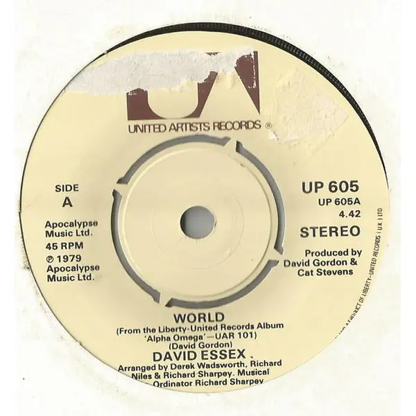 David Essex - World (Alpha Omega: A Musical Revelation) 7 Inch Vinyl Single (7 Inch Record) (Jukebox Record) - NM/VG+ - Classical33.co.uk