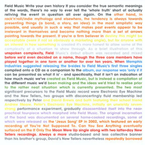 Field Music - Write Your Own History (CD, Compilation) - NM/NM - Classical33.co.uk