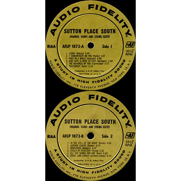 Vardi String Sextet - Sutton Place South Vinyl LP (LP Record) Mono - VG+/VG+ - Classical33.co.uk