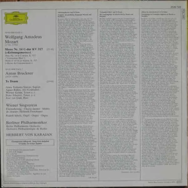 Mozart / Bruckner - Herbert von Karajan - Krönungsmesse / Te Deum Vinyl LP (LP Record, Album) - NM/NM - Classical33.co.uk