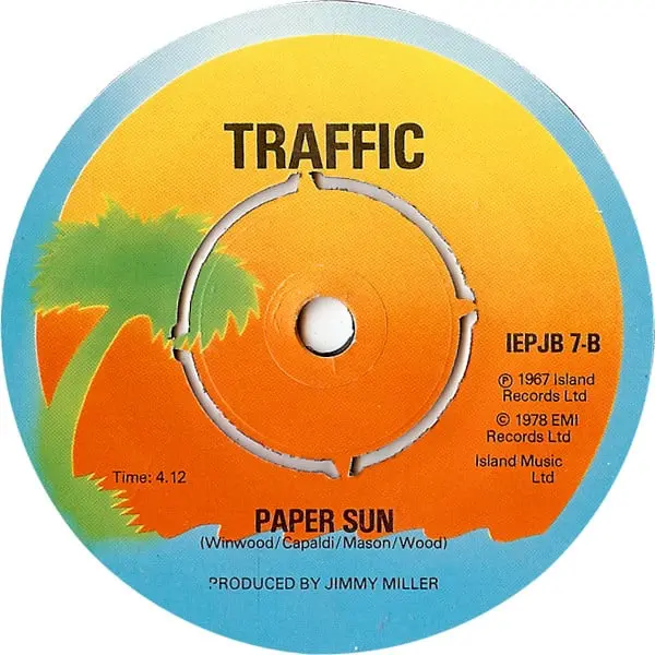 Traffic - Hole In My Shoe / Paper Sun 7 Inch Vinyl Single (7 Inch Record) (Jukebox Record) - VG+/VG+ - Classical33.co.uk