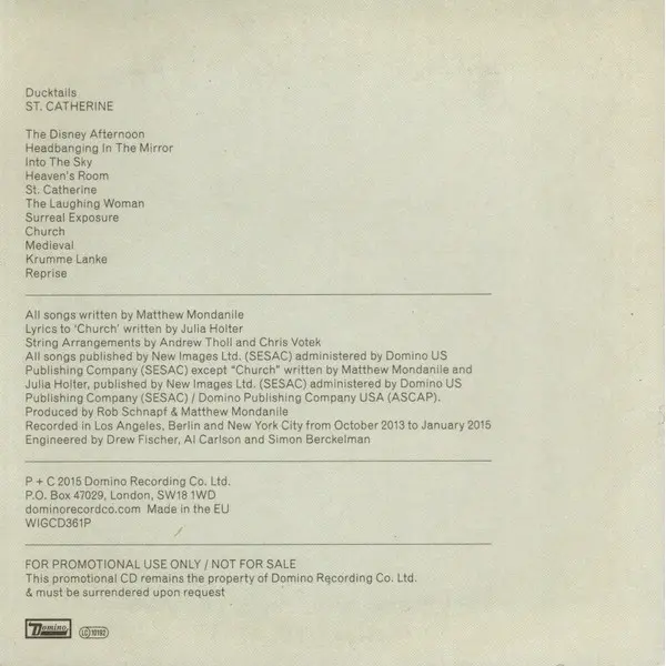 Ducktails - St. Catherine (CD, Album, Promo) - NM/NM - Classical33.co.uk