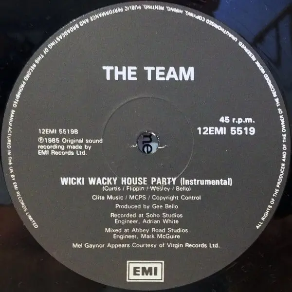 The Team - Wicki Wacky House Party 12 Inch Vinyl Single (12 Inch Record) - M/NM - Classical33.co.uk