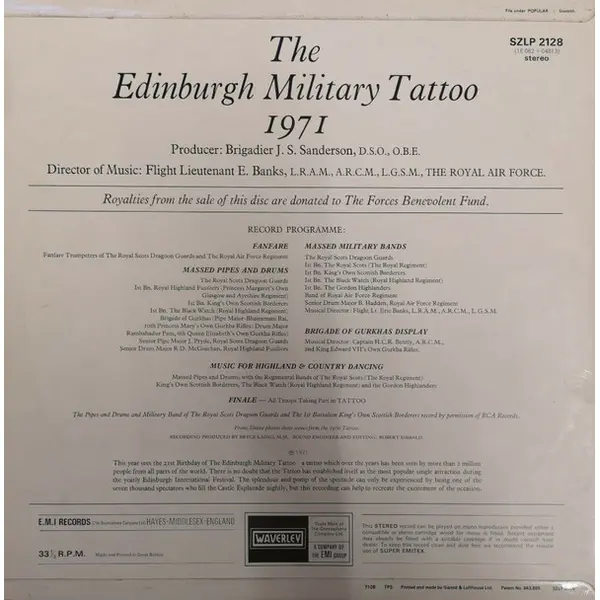 The Edinburgh Military Tattoo 1971 Vinyl LP (LP Record) - VG+/VG+ - Classical33.co.uk