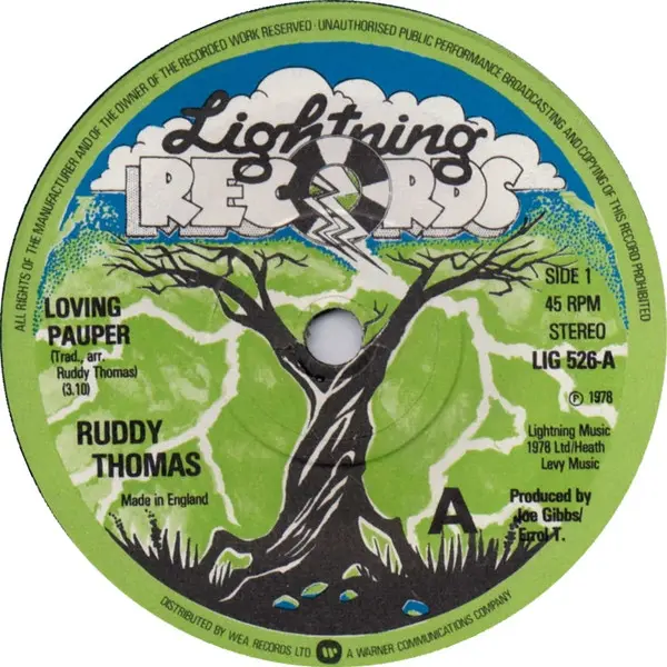 Ruddy Thomas / Trinity - Loving Pauper / Judgement Time 7 Inch Vinyl Single (7 Inch Record) - VG+/Generic - Classical33.co.uk