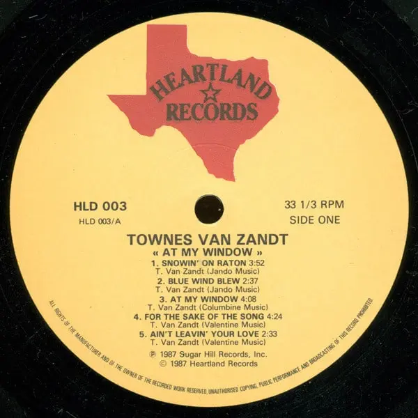 Townes Van Zandt - At My Window Vinyl LP (LP Record, Album) - M/NM - Classical33.co.uk