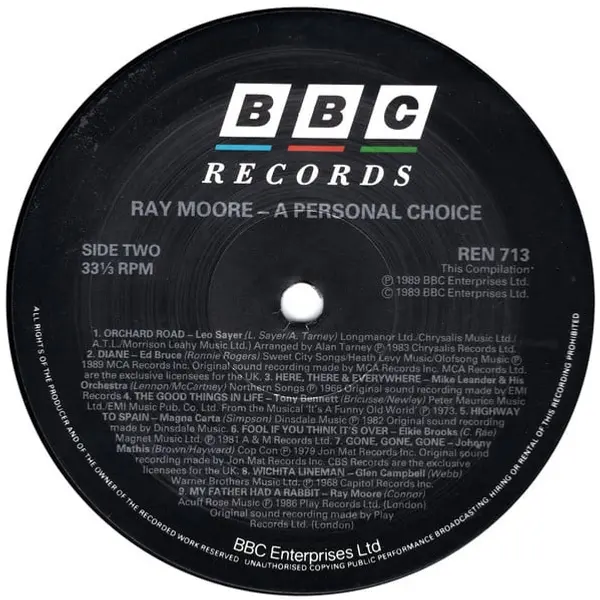 Ray Moore A Personal Choice Vinyl LP (LP Record, Compilation) - NM/VG+ - Classical33.co.uk