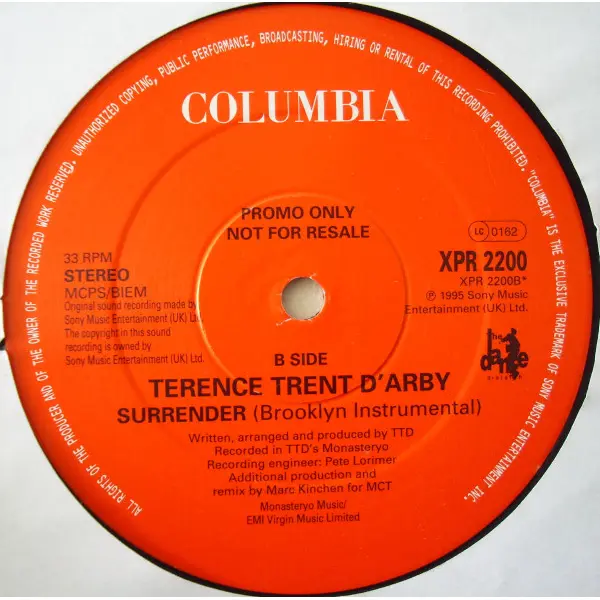 Terence Trent D'Arby - Surrender 12 Inch Vinyl Singe (12 Inch Record, Promo) - NM/VG+ - Classical33.co.uk