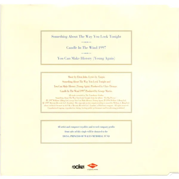 Elton John - Something About The Way You Look Tonight / Candle In The Wind 1997 (CD, Single) - VG+/NM - Classical33.co.uk
