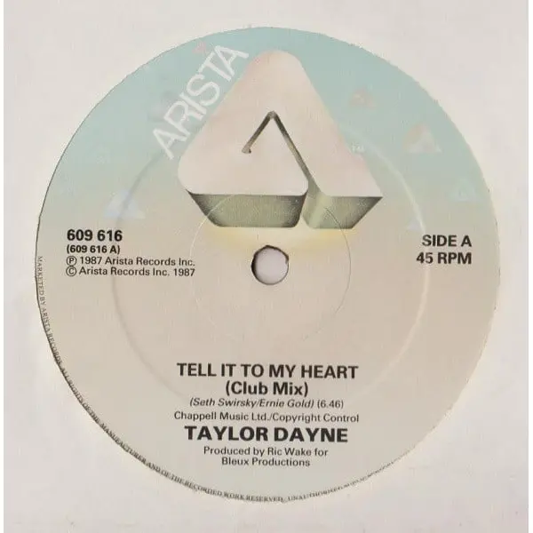Taylor Dayne - Tell It To My Heart 12 Inch Vinyl Single (12 Inch Record) - VG+/VG - Classical33.co.uk