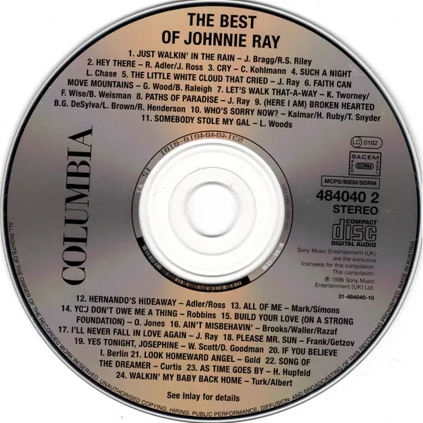 Johnnie Ray - The Best Of Johnnie Ray (CD, Compilation) - NM/VG+ - Classical33.co.uk