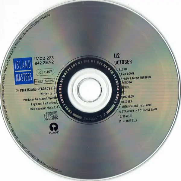 U2 - October (CD, Album) - NM/NM - Classical33.co.uk