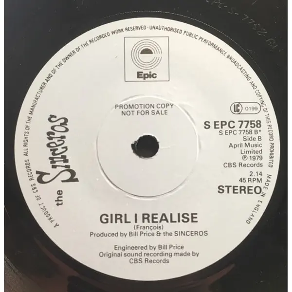 The Sinceros - Worlds Apart / Girl I Realise 7 Inch Vinyl Single (7 Inch Record, Promo) - NM/VG+ - Classical33.co.uk