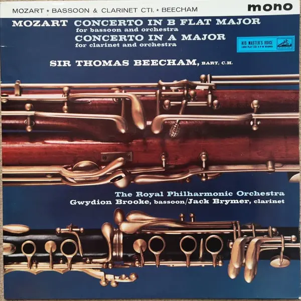 Mozart - Gwydion Brooke, Jack Brymer, The Royal Philharmonic Orchestra, Sir Thomas Beecham - Concerto's In B Flat Major, K.191 For Bassoon And Orchestra; In A Major, K.622 For Clarinet And Orchestra Vinyl LP (LP Record, Mono) - VG+/VG+ - Classical33.co.uk