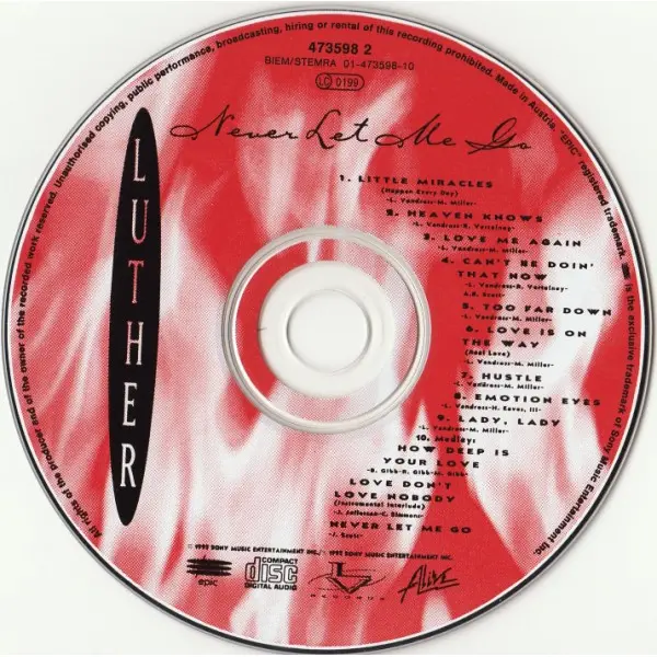 Luther Vandross - Never Let Me Go (CD, Album, Pic) - VG+/VG+ - Classical33.co.uk