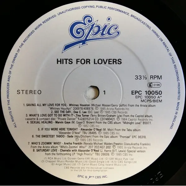 Hits For Lovers Vinyl LP Album (LP Record) - VG+/VG+ - Classical33.co.uk