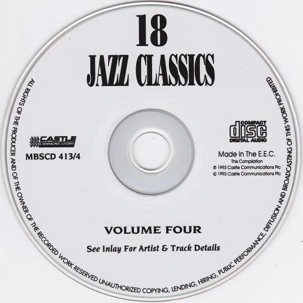 18 Jazz Classics Volume Four (CD, Compilation) - NM/NM - Classical33.co.uk