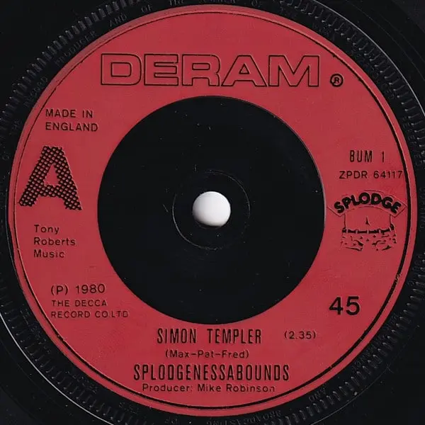 Splodgenessabounds - Simon Templer 7 Inch Vinyl Single (7 Inch Record) (45 Record) - VG+/VG - Classical33.co.uk