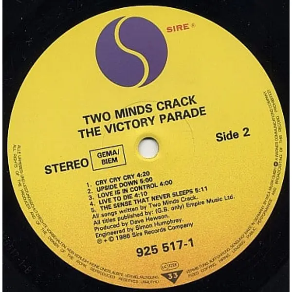 Two Minds Crack - The Victory Parade Vinyl LP (LP Record, Album) - NM/NM - Classical33.co.uk