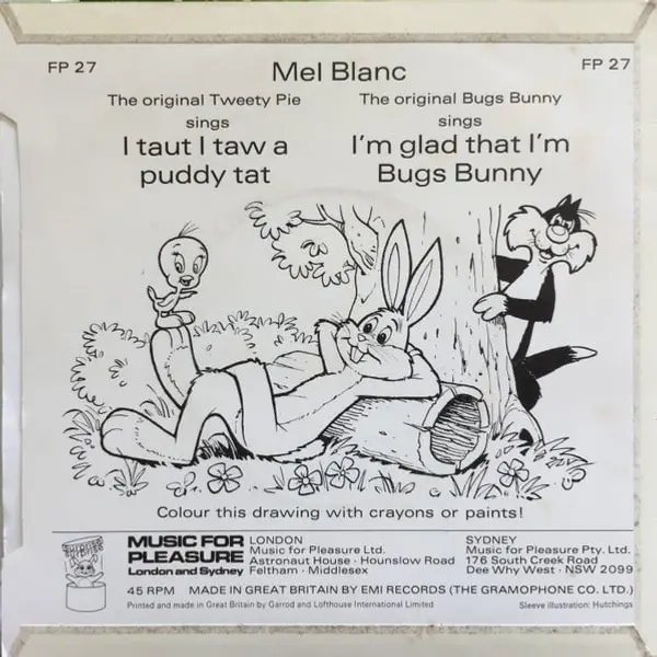 Tweetie Pie / Bugs Bunny - I Taut I Taw A Puddy Tat / I'm Glad That I'm Bugs Bunny 7 Inch Vinyl Single (7 Inch Record) - VG+/VG+ - Classical33.co.uk