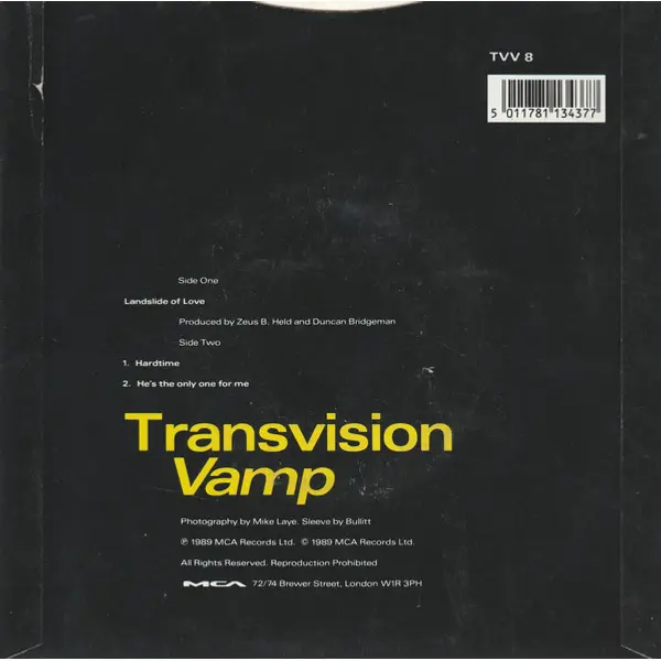 Transvision Vamp - Landslide Of Love 7 Inch Vinyl Single (7 Inch Record) - NM/NM - Classical33.co.uk