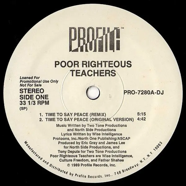 Poor Righteous Teachers - Time To Say Peace / Butt Naked Booty Bless - All City Records