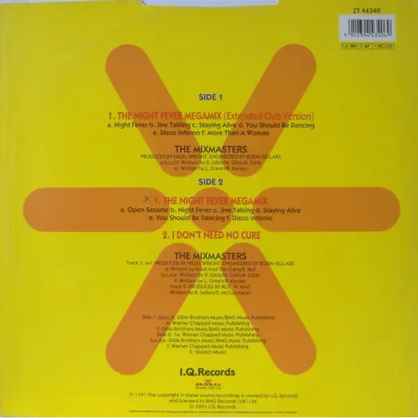 The Mixmasters - Night Fever Megamix 12 Inch Vinyl Single (12 Inch Record) - VG+/VG+ - Classical33.co.uk