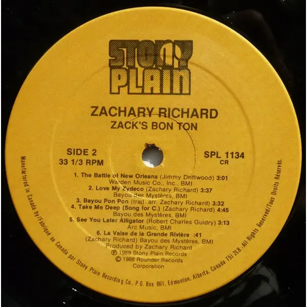 Zachary Richard - Zack's Bon Ton Vinyl LP (LP Record, Album) - M/NM - Classical33.co.uk
