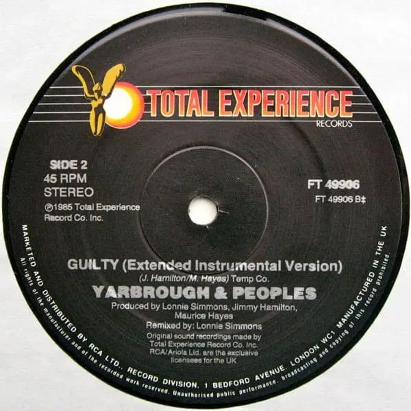 Yarbrough and Peoples - Guilty 12 Inch Vinyl Single (12 Inch Record) - VG+/VG+ - Classical33.co.uk