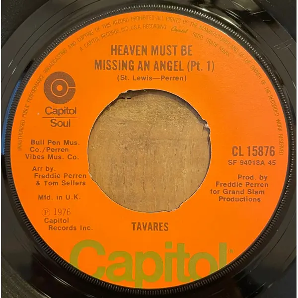 Tavares - Heaven Must Be Missing An Angel 7 Inch Vinyl Single (7 Inch Record) (Jukebox Record) - NM/Generic - Classical33.co.uk