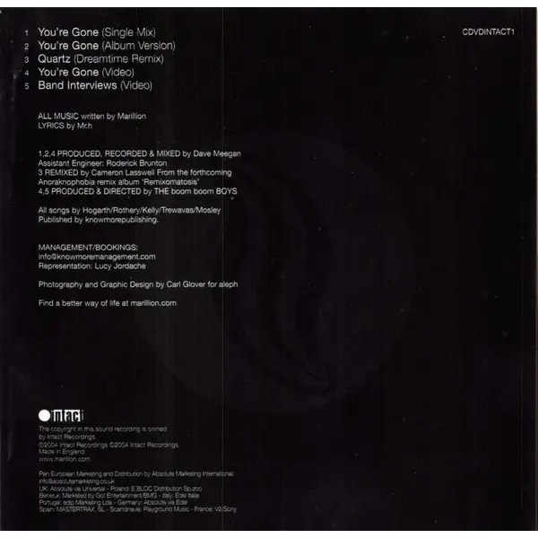 Marillion - You're Gone (DVD-V, Single, PAL) - NM/NM - Classical33.co.uk