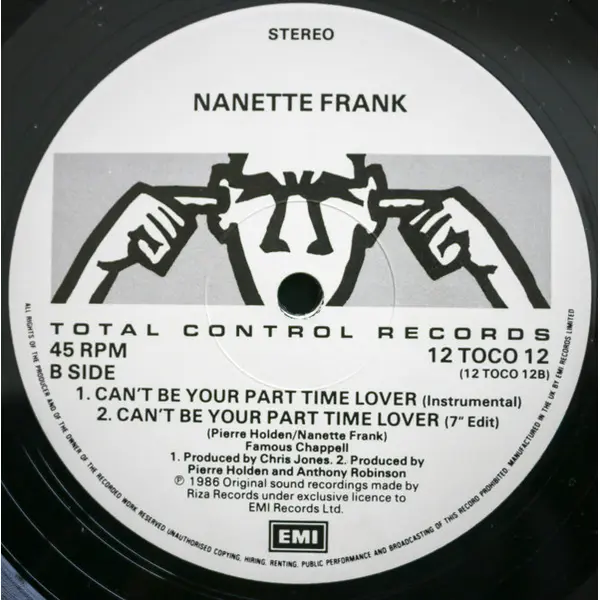 Nanette Frank - Can't Be Your Part Time Lover 12 Inch Vinyl Single (12 Inch Record) - VG+/VG+ - Classical33.co.uk