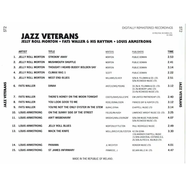 The Sunday Times Music Collection - Jazz Veterans (CD, Compilation) - NM/NM - Classical33.co.uk