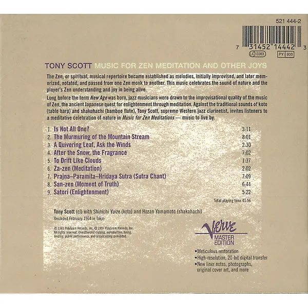 Tony Scott - Music For Zen Meditation And Other Joys (CD, Album) - NM/NM - Classical33.co.uk
