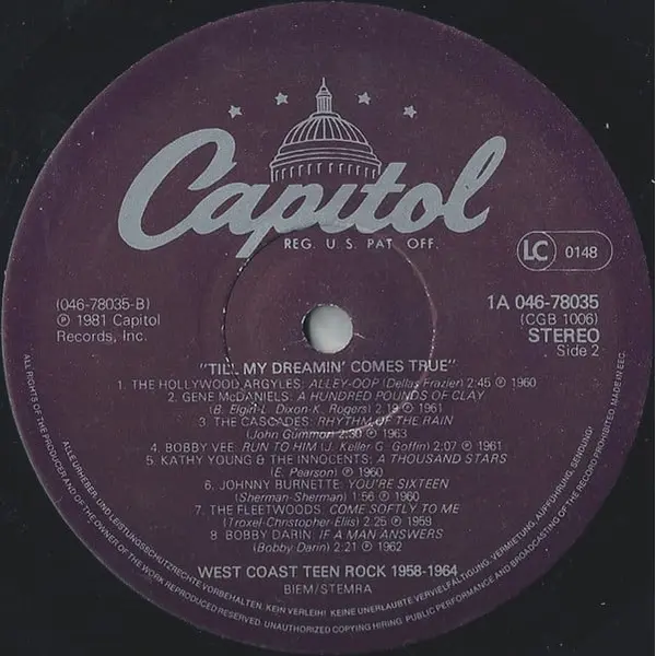 Til My Dreamin' Comes True - West Coast Teen Rock 1958-1964 Vinyl LP (LP Record, Compilation) - VG+/VG - Classical33.co.uk