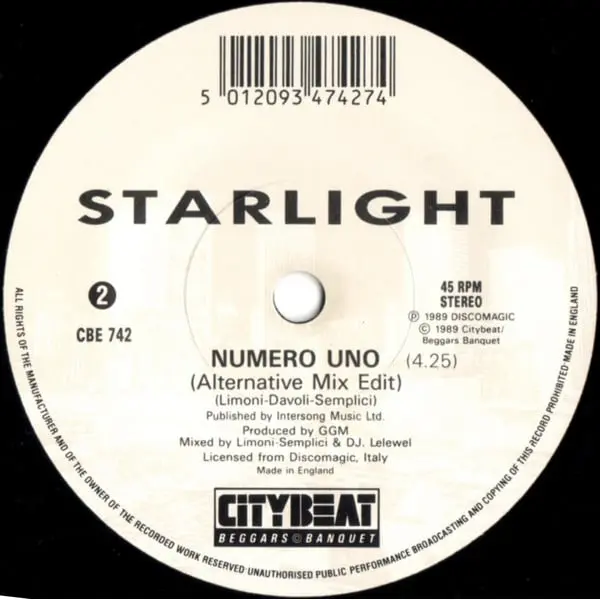 Starlight - Numero Uno 7 Inch Vinyl Single (7 Inch Record) (45 Record) - NM/VG+ - Classical33.co.uk
