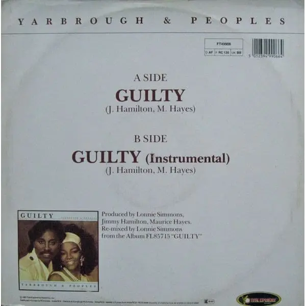 Yarbrough and Peoples - Guilty 12 Inch Vinyl Single (12 Inch Record) - VG+/VG+ - Classical33.co.uk