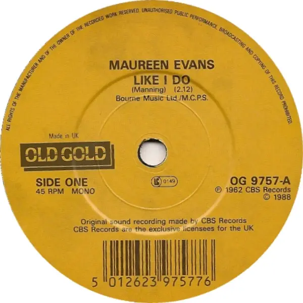 Maureen Evans - Like I Do 7 Inch Vinyl Single (7 Inch Record, Mono) - NM/Generic - Classical33.co.uk
