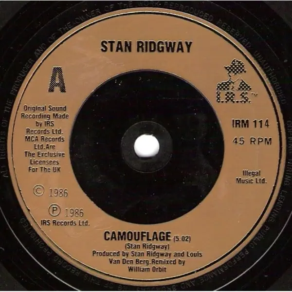 Stan Ridgway - Camouflage 7 Inch Vinyl Single (7 Inch Record) (45 Record) - VG+/VG+ - Classical33.co.uk