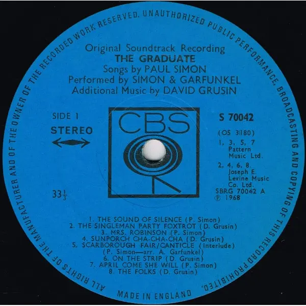 Simon and Garfunkel, Dave Grusin - The Graduate (Original Soundtrack) Vinyl LP (LP Record, Album) - VG+/VG - Classical33.co.uk