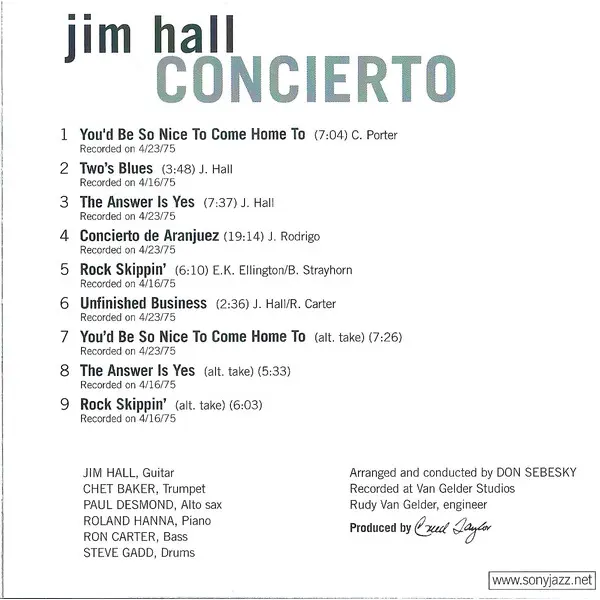 Jim Hall - Concierto (CD, Album) - NM/NM - Classical33.co.uk