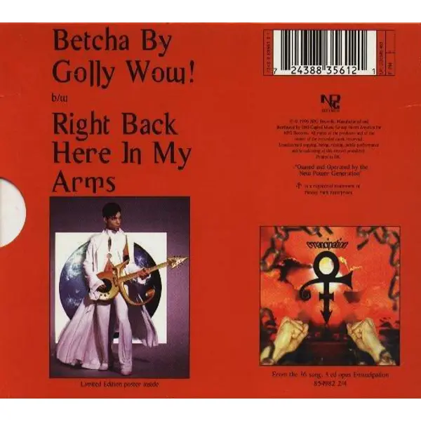 The Artist (Formerly Known As Prince) - Betcha By Golly Wow! / Right Back Here In My Arms (CD, Single, Ltd, Special Edition, Poster Included) - NM/VG+ - Classical33.co.uk