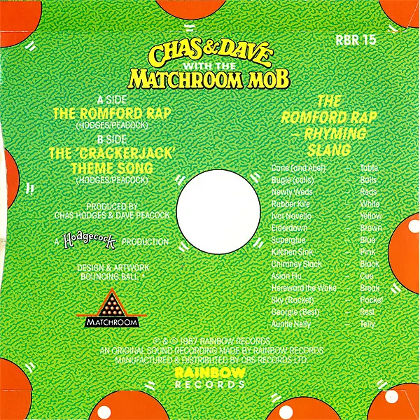 Chas and Dave With The Matchroom Mob - The Romford Rap 7 Inch Vinyl Single (7 Inch Record) - NM/NM - Classical33.co.uk