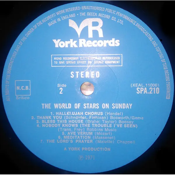 The World Of Stars On Sunday Vinyl LP Album (LP Record) - VG/VG+ - Classical33.co.uk
