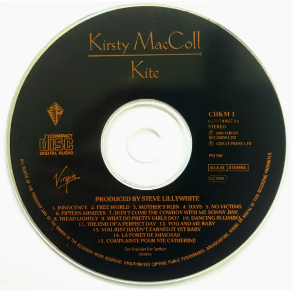 Kirsty MacColl - Kite (CD, Album) - NM/NM - Classical33.co.uk