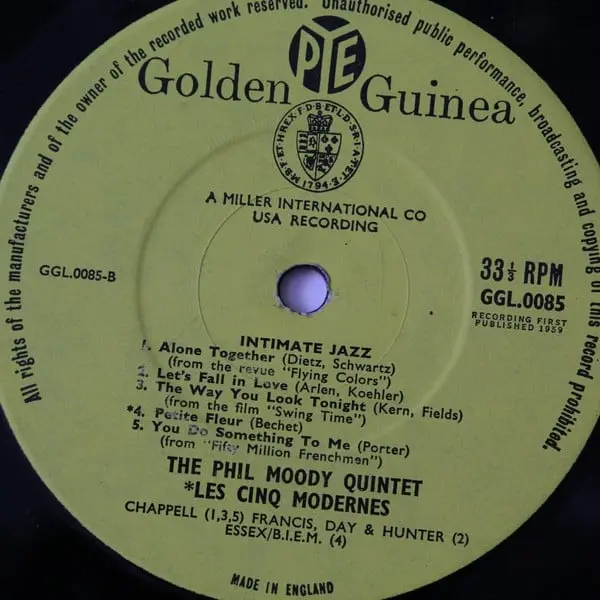The Phil Moody Quintet - Intimate Jazz Vinyl LP (LP Record, Album, Mono) - NM/VG+ - Classical33.co.uk