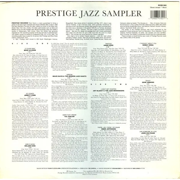 Prestige Jazz Sampler Vinyl LP (LP Record, Compilation) - NM/VG+ - Classical33.co.uk